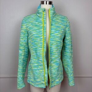 Spyder Women's Stryke Full Zip Fleece Lined Knit Jacket Size M Space Dye Blue